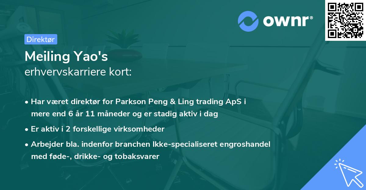 Meiling Yao's erhvervskarriere kort