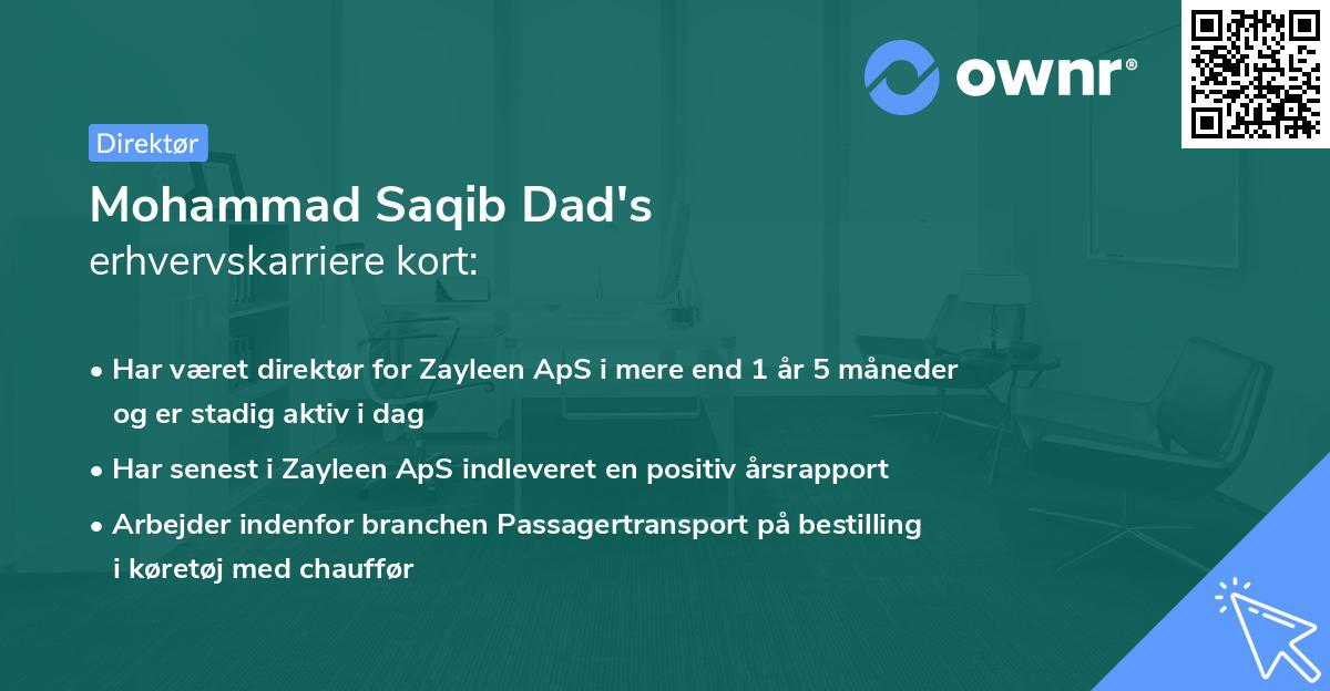 Mohammad Saqib Dad's erhvervskarriere kort