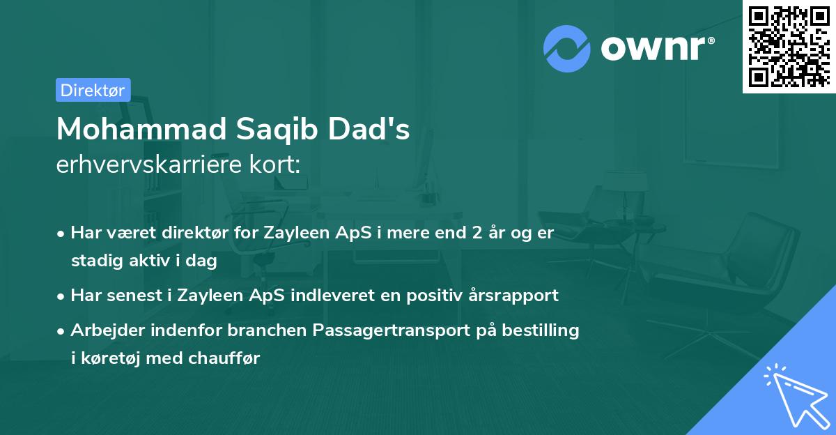 Mohammad Saqib Dad's erhvervskarriere kort