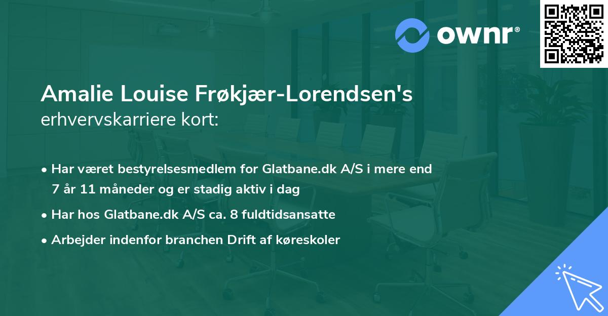 Amalie Louise Frøkjær-Lorendsen's erhvervskarriere kort