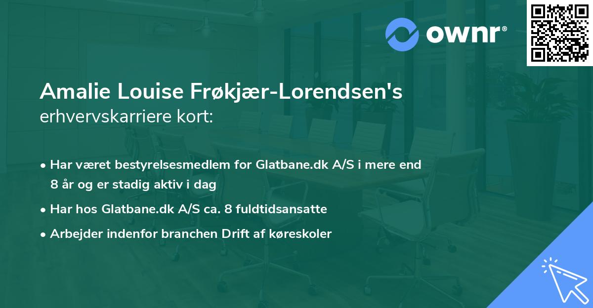 Amalie Louise Frøkjær-Lorendsen's erhvervskarriere kort