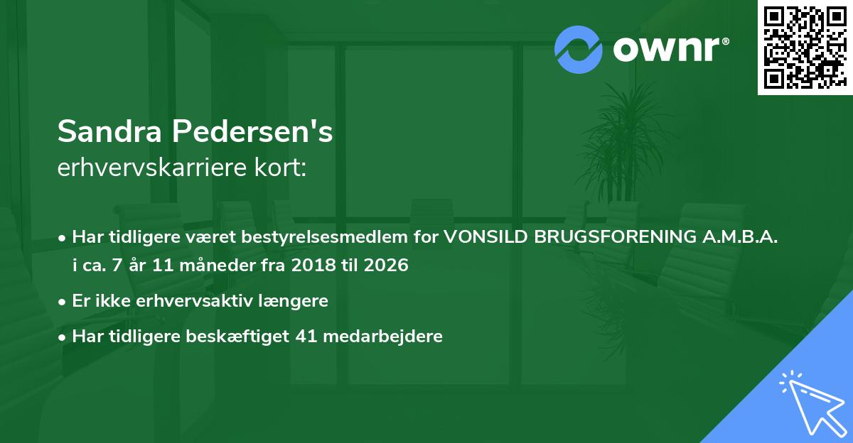 Sandra Pedersen's erhvervskarriere kort