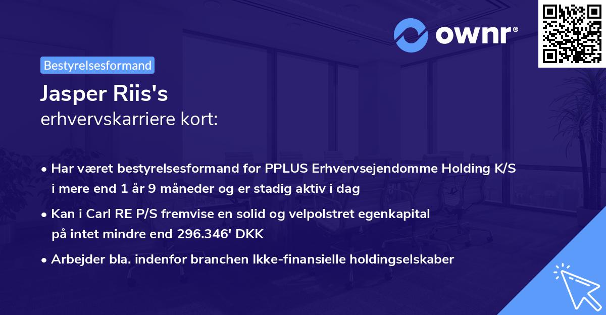 Jasper Riis's erhvervskarriere kort