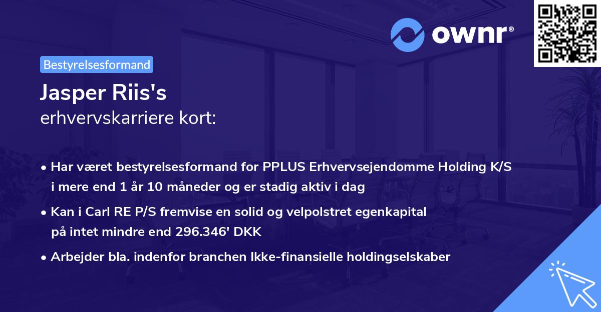 Jasper Riis's erhvervskarriere kort