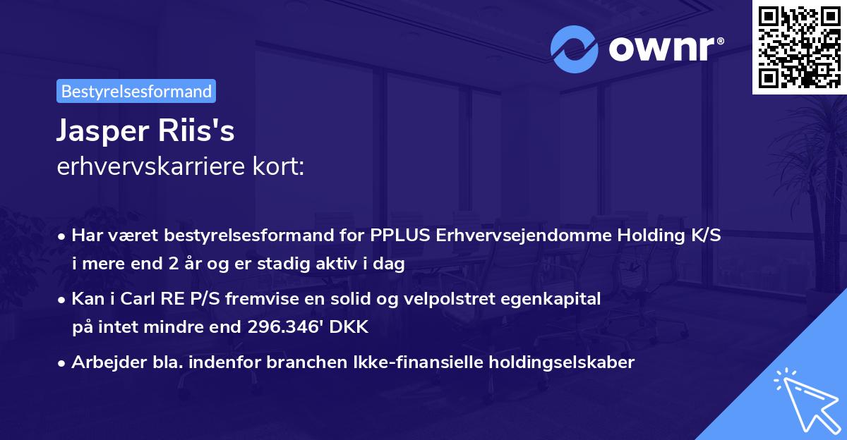 Jasper Riis's erhvervskarriere kort