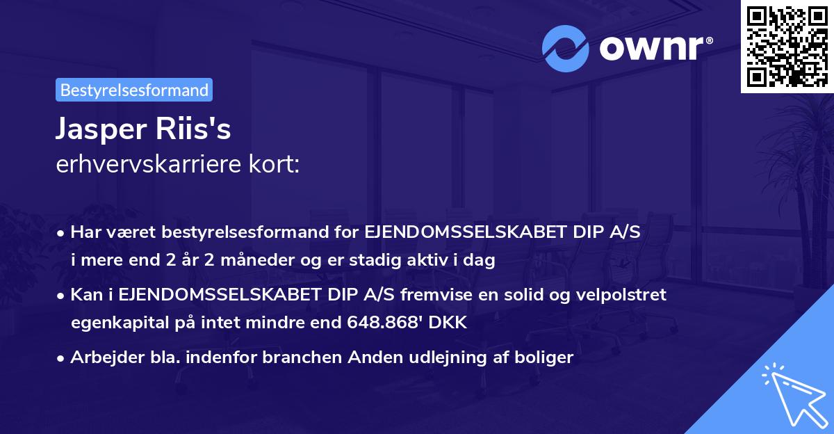 Jasper Riis's erhvervskarriere kort