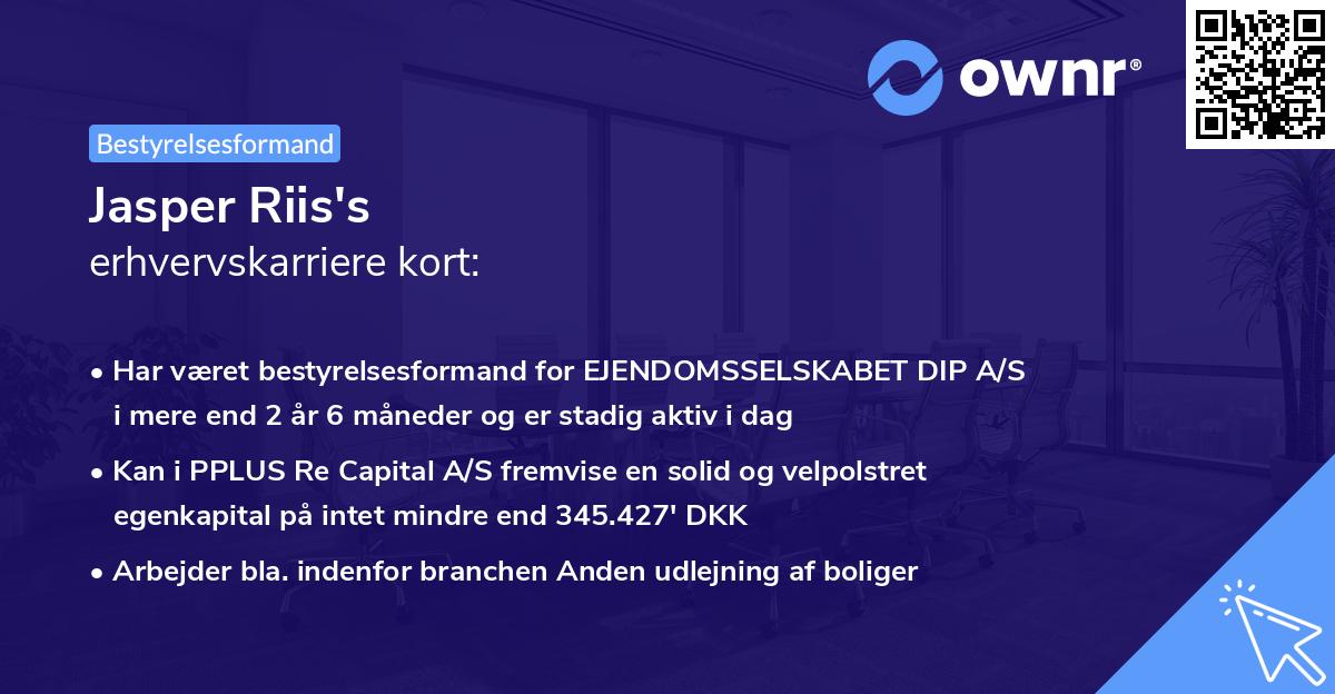 Jasper Riis's erhvervskarriere kort