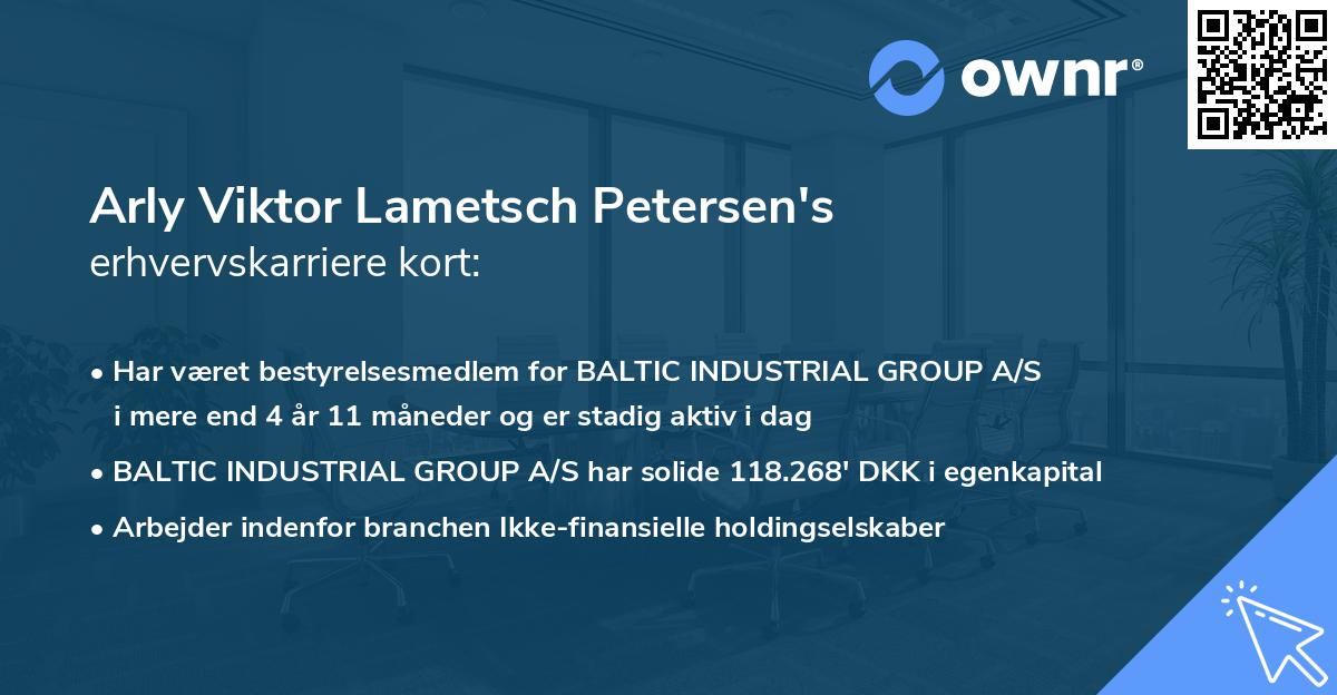 Arly Viktor Lametsch Petersen's erhvervskarriere kort