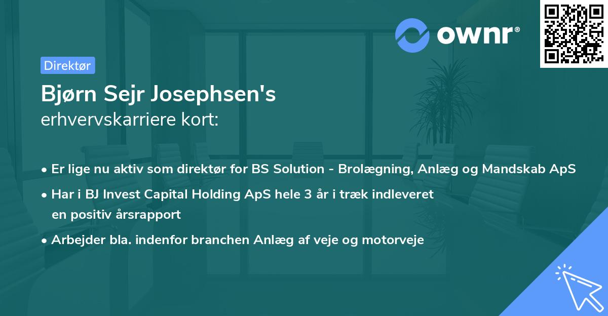 Bjørn Sejr Josephsen's erhvervskarriere kort