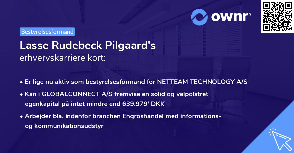 Lasse Rudebeck Pilgaard's erhvervskarriere kort