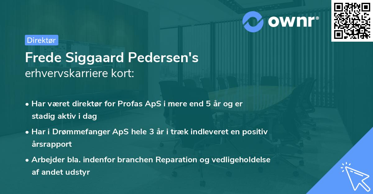 Frede Siggaard Pedersen's erhvervskarriere kort