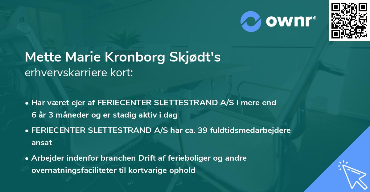 Mette Marie Kronborg Skjødt's erhvervskarriere kort