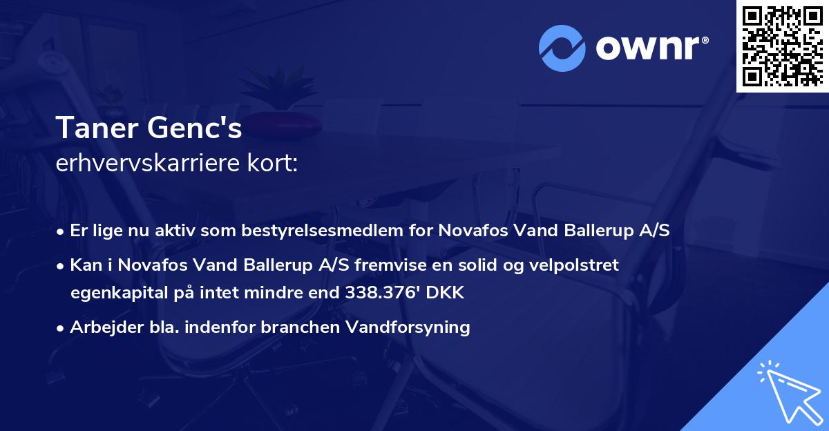 Taner Genc's erhvervskarriere kort
