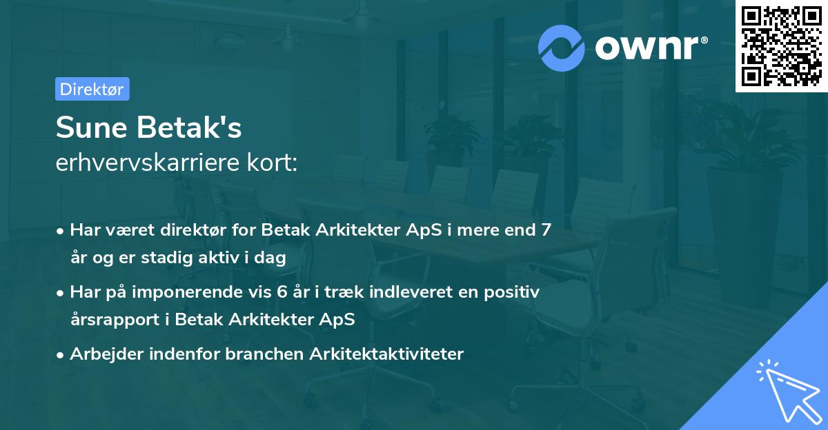 Sune Betak's erhvervskarriere kort