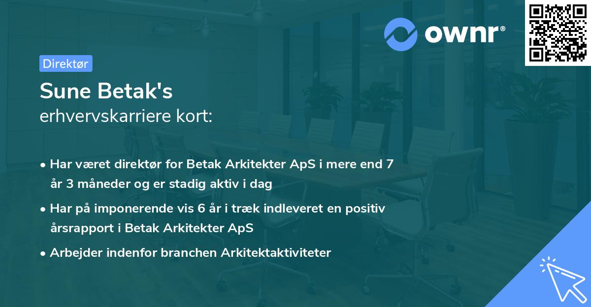 Sune Betak's erhvervskarriere kort