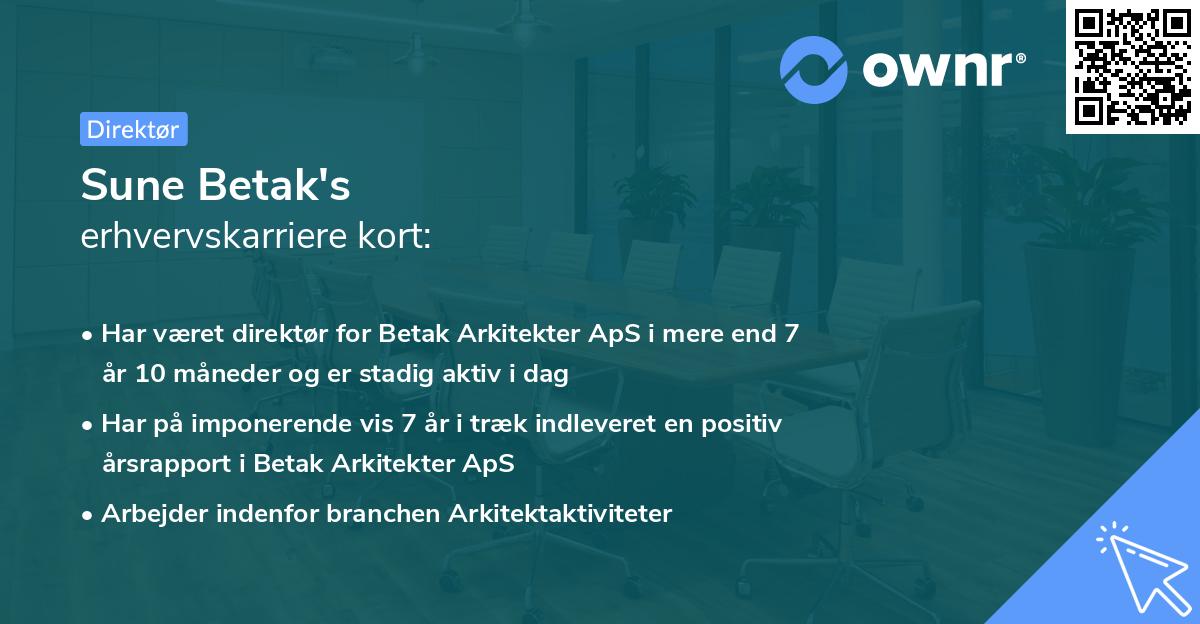 Sune Betak's erhvervskarriere kort