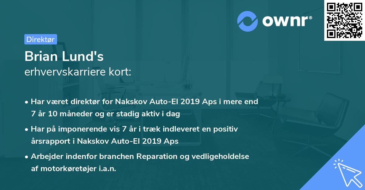 Brian Lund's erhvervskarriere kort