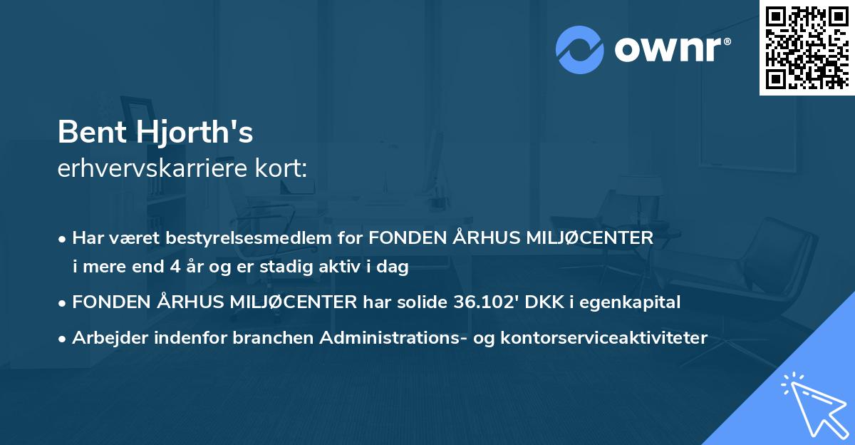 Bent Hjorth's erhvervskarriere kort