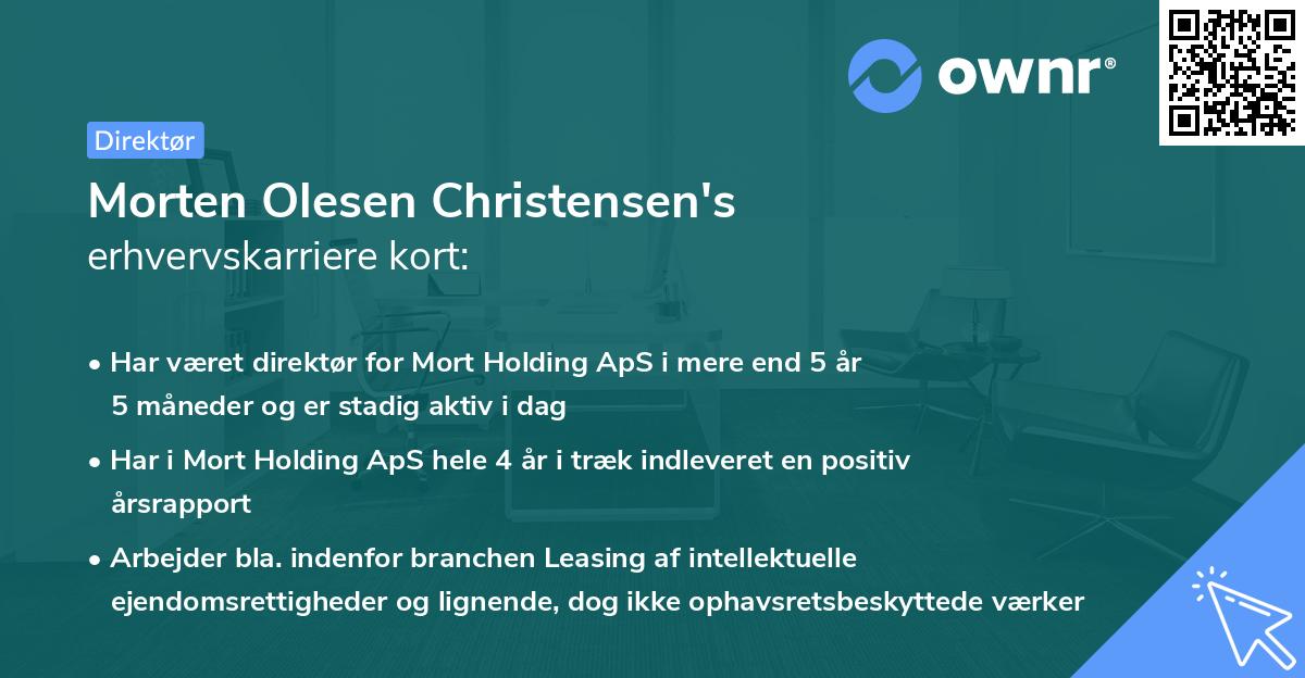 Morten Olesen Christensen's erhvervskarriere kort