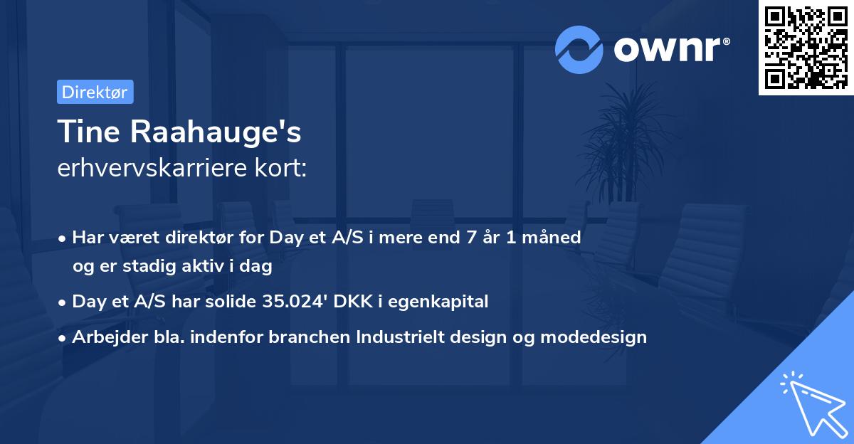Tine Raahauge's erhvervskarriere kort