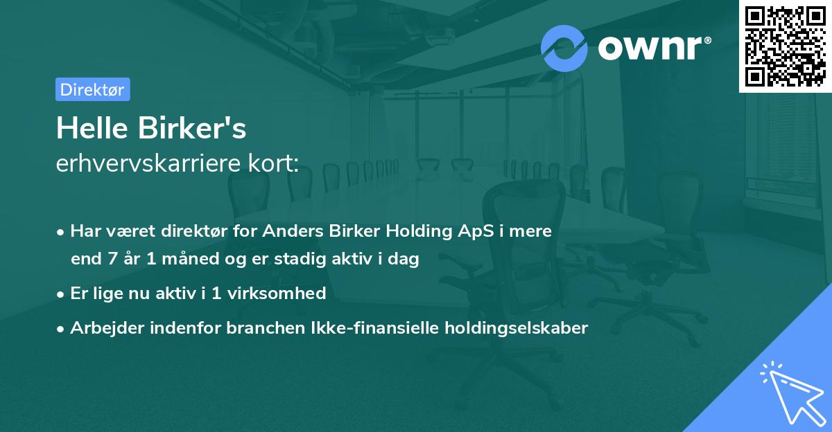 Helle Birker's erhvervskarriere kort