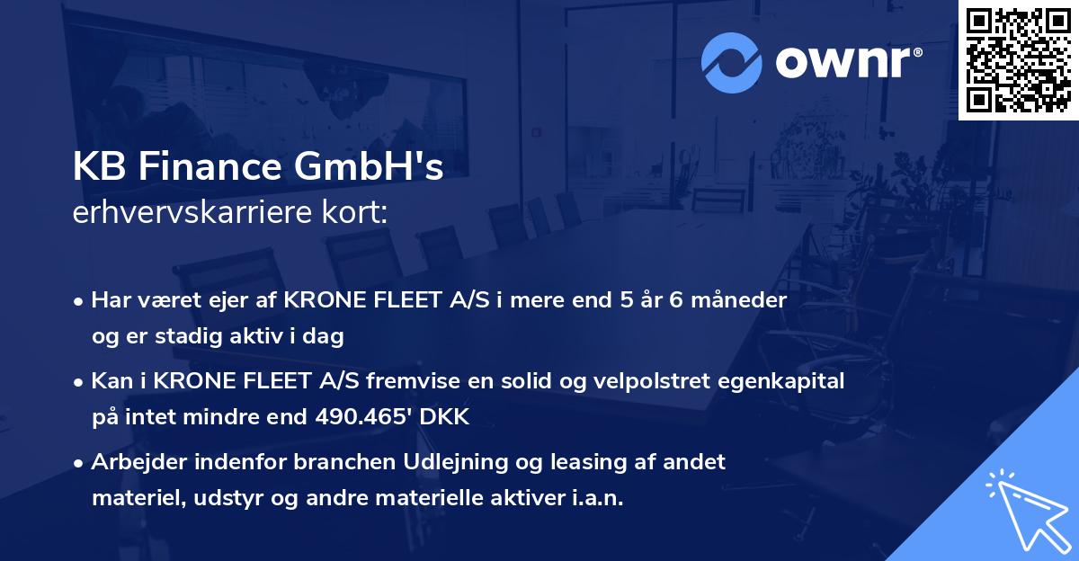 KB Finance GmbH's erhvervskarriere kort