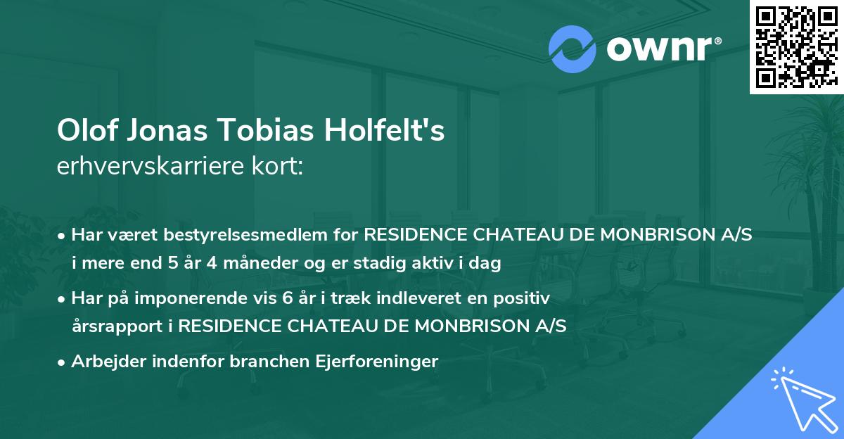 Olof Jonas Tobias Holfelt's erhvervskarriere kort