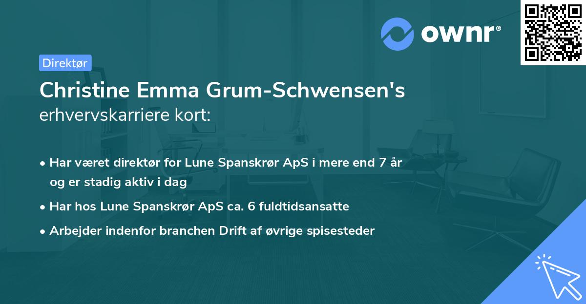 Christine Emma Grum-Schwensen's erhvervskarriere kort