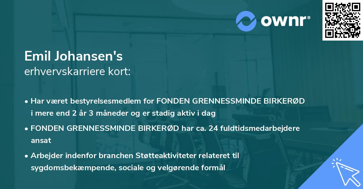 Emil Johansen's erhvervskarriere kort