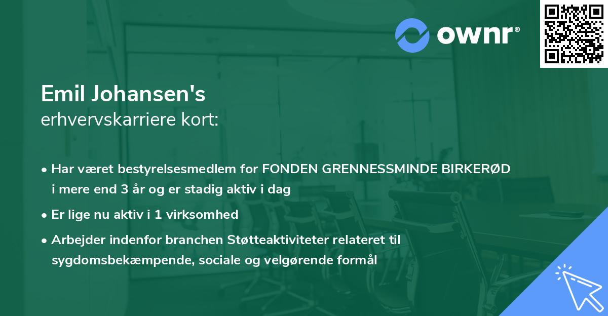 Emil Johansen's erhvervskarriere kort