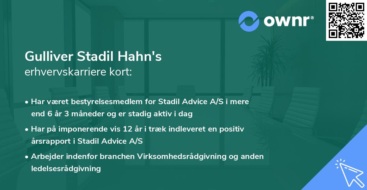 Gulliver Stadil Hahn's erhvervskarriere kort