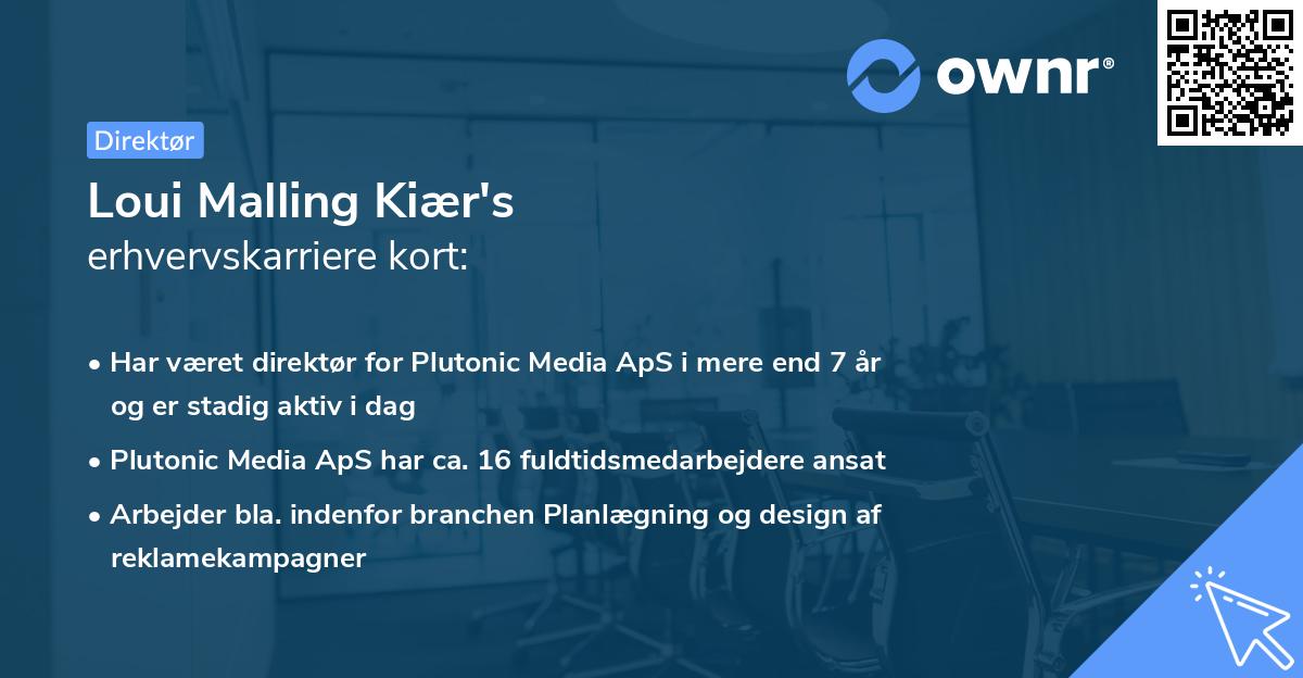 Loui Malling Kiær's erhvervskarriere kort