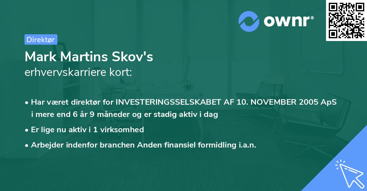 Mark Martins Skov's erhvervskarriere kort