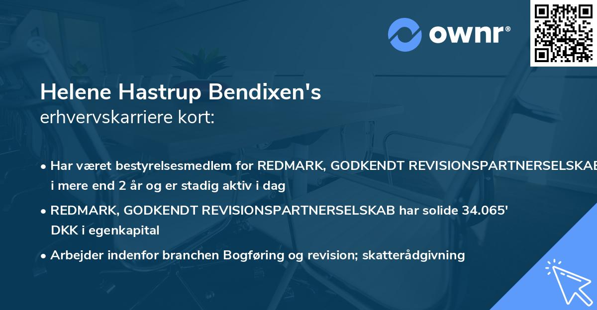Helene Hastrup Bendixen's erhvervskarriere kort