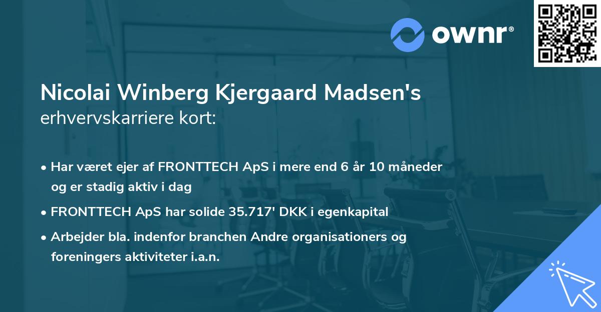 Nicolai Winberg Kjergaard Madsen's erhvervskarriere kort