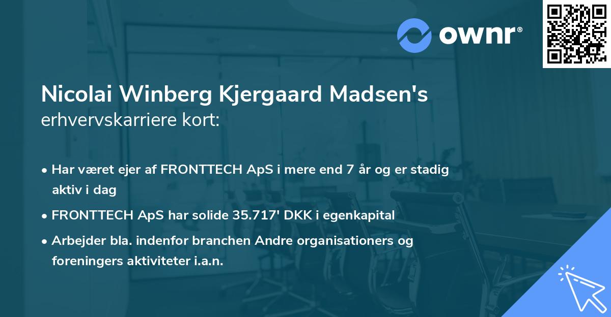 Nicolai Winberg Kjergaard Madsen's erhvervskarriere kort