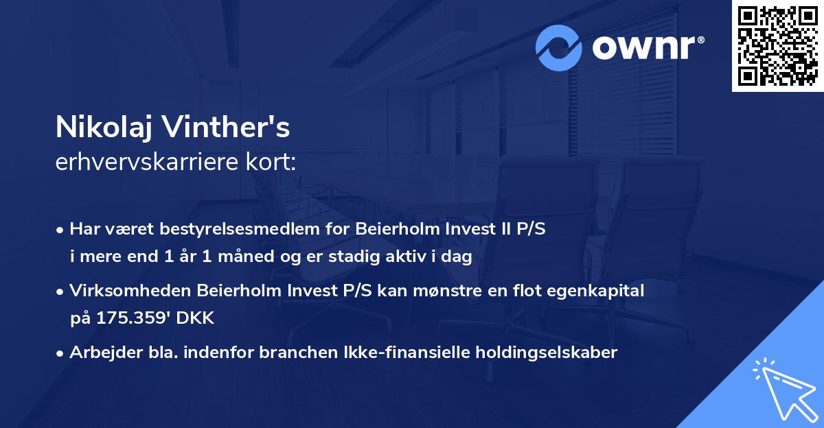 Nikolaj Vinther's erhvervskarriere kort