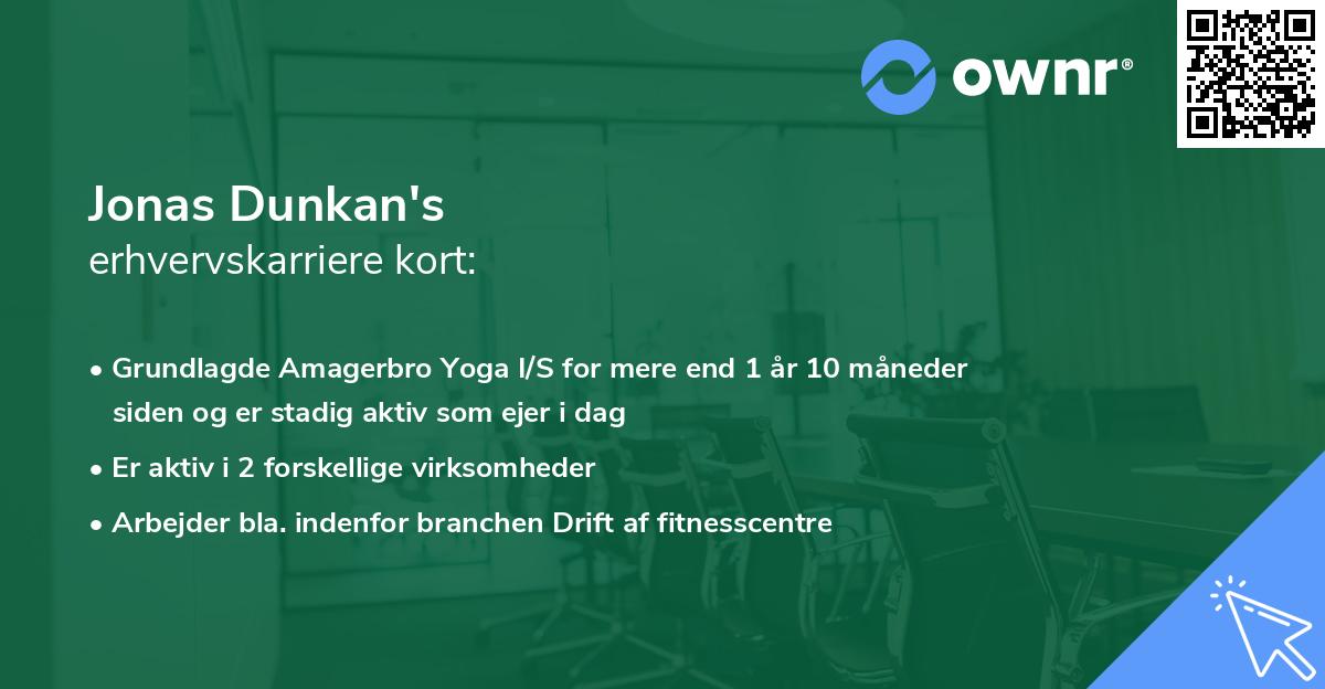 Jonas Dunkan's erhvervskarriere kort