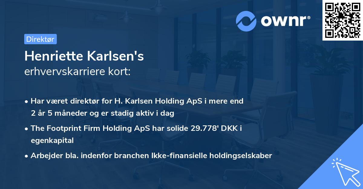 Henriette Karlsen's erhvervskarriere kort