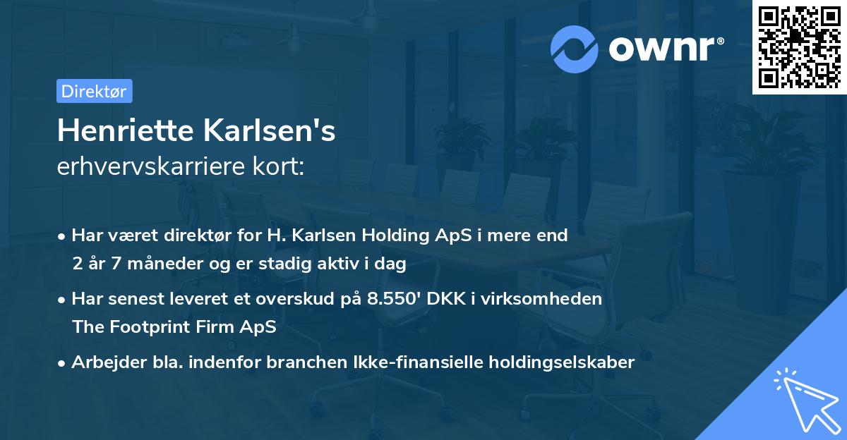 Henriette Karlsen's erhvervskarriere kort