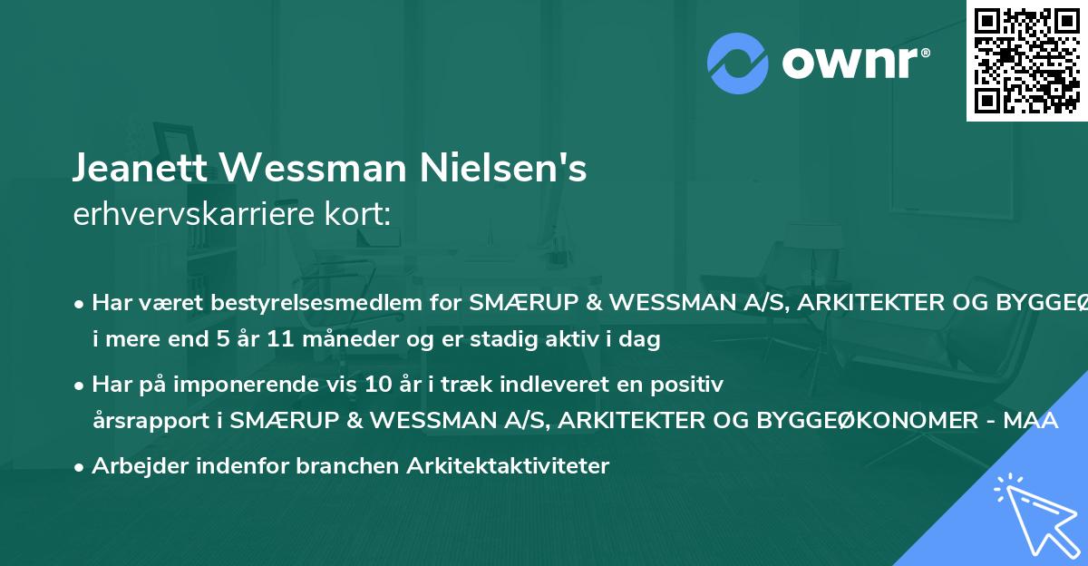 Jeanett Wessman Nielsen's erhvervskarriere kort