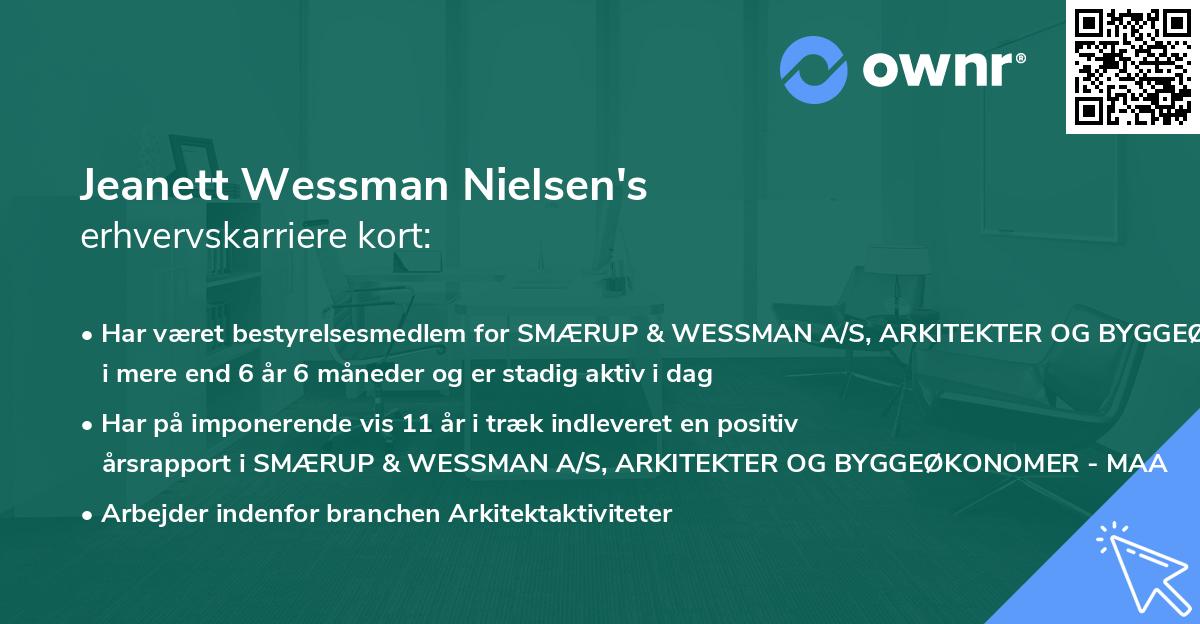 Jeanett Wessman Nielsen's erhvervskarriere kort