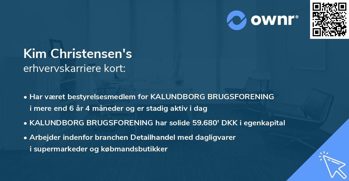 Kim Christensen's erhvervskarriere kort