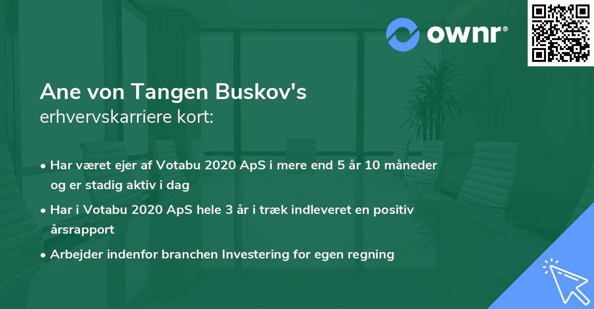 Ane von Tangen Buskov's erhvervskarriere kort
