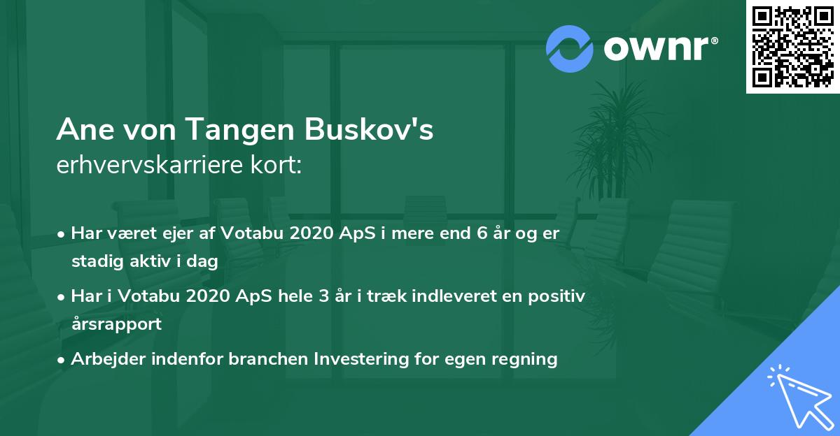 Ane von Tangen Buskov's erhvervskarriere kort