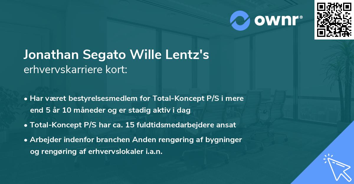 Jonathan Segato Wille Lentz's erhvervskarriere kort