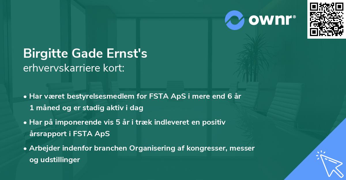 Birgitte Gade Ernst's erhvervskarriere kort