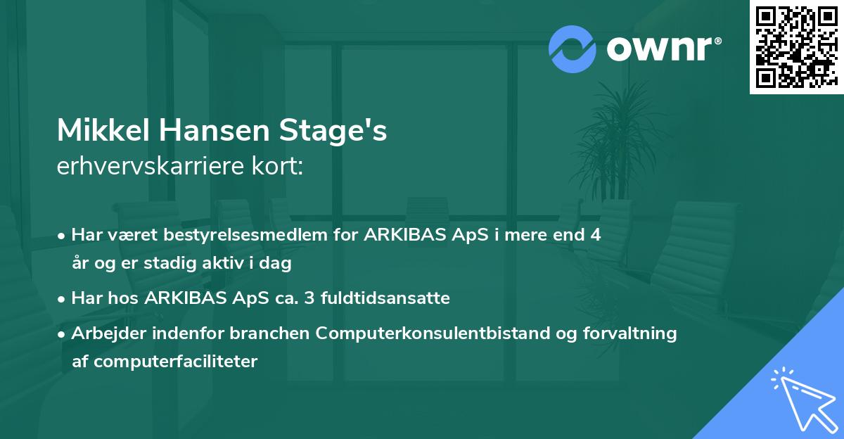 Mikkel Hansen Stage's erhvervskarriere kort