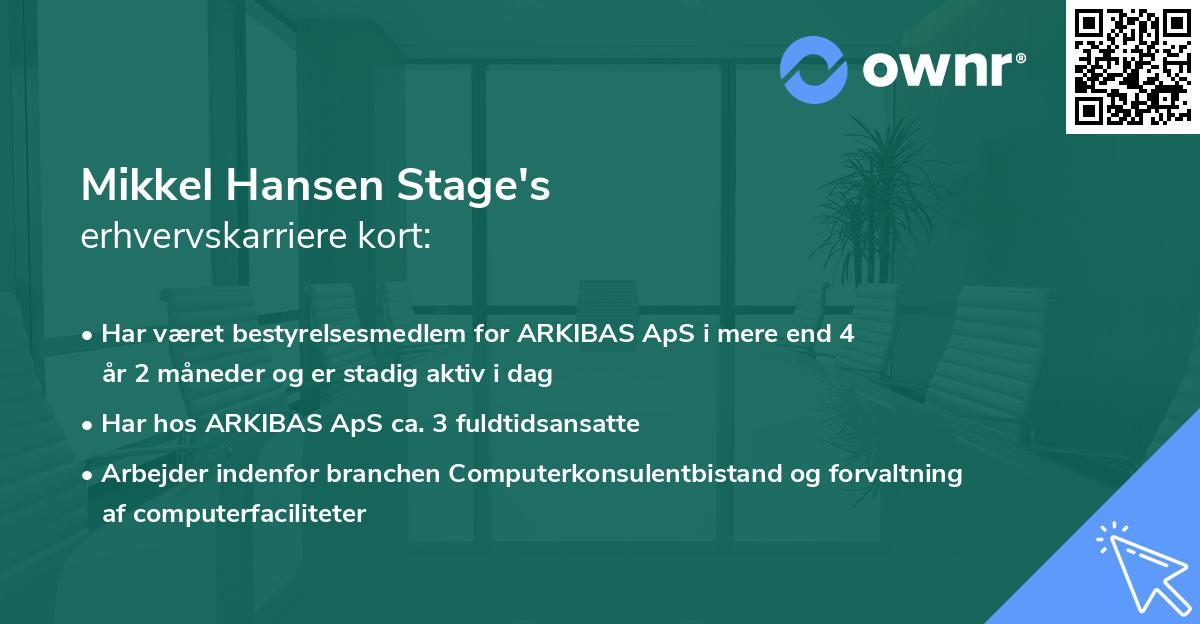 Mikkel Hansen Stage's erhvervskarriere kort
