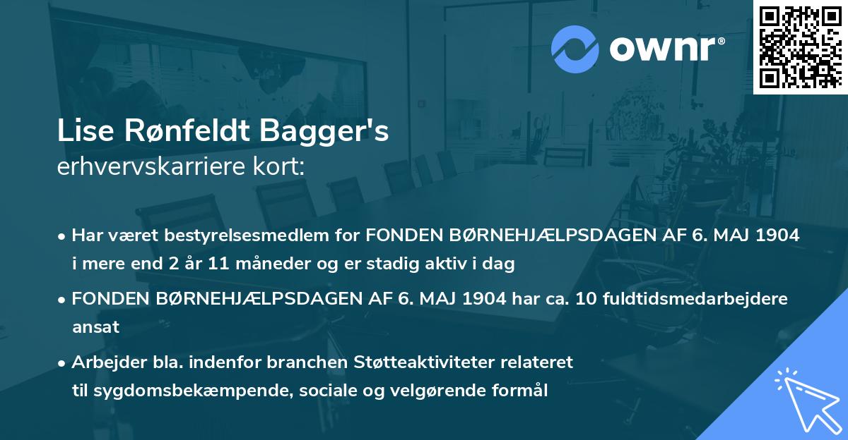 Lise Rønfeldt Bagger's erhvervskarriere kort
